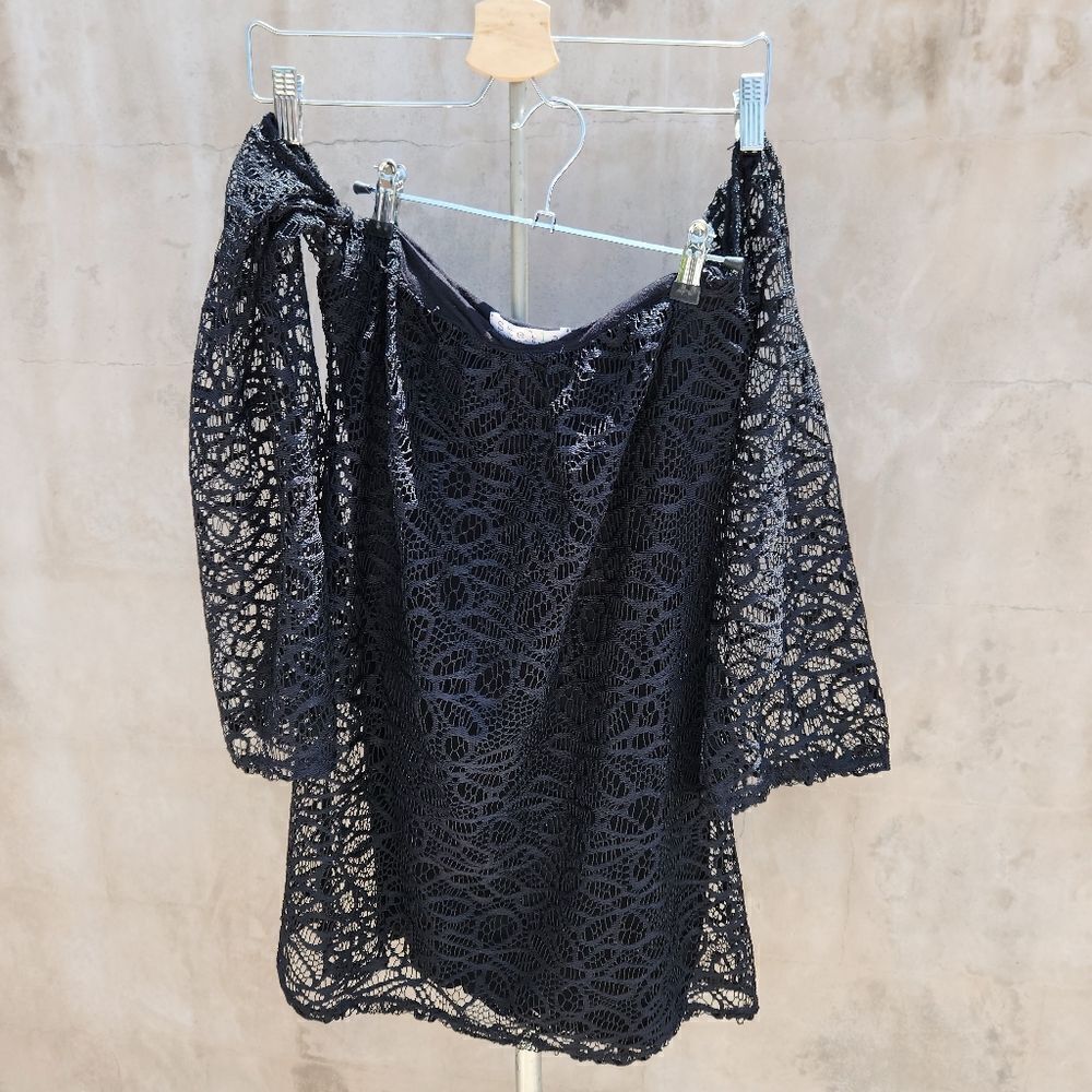 Stella laguna beach lace black off shoulder mini dress
